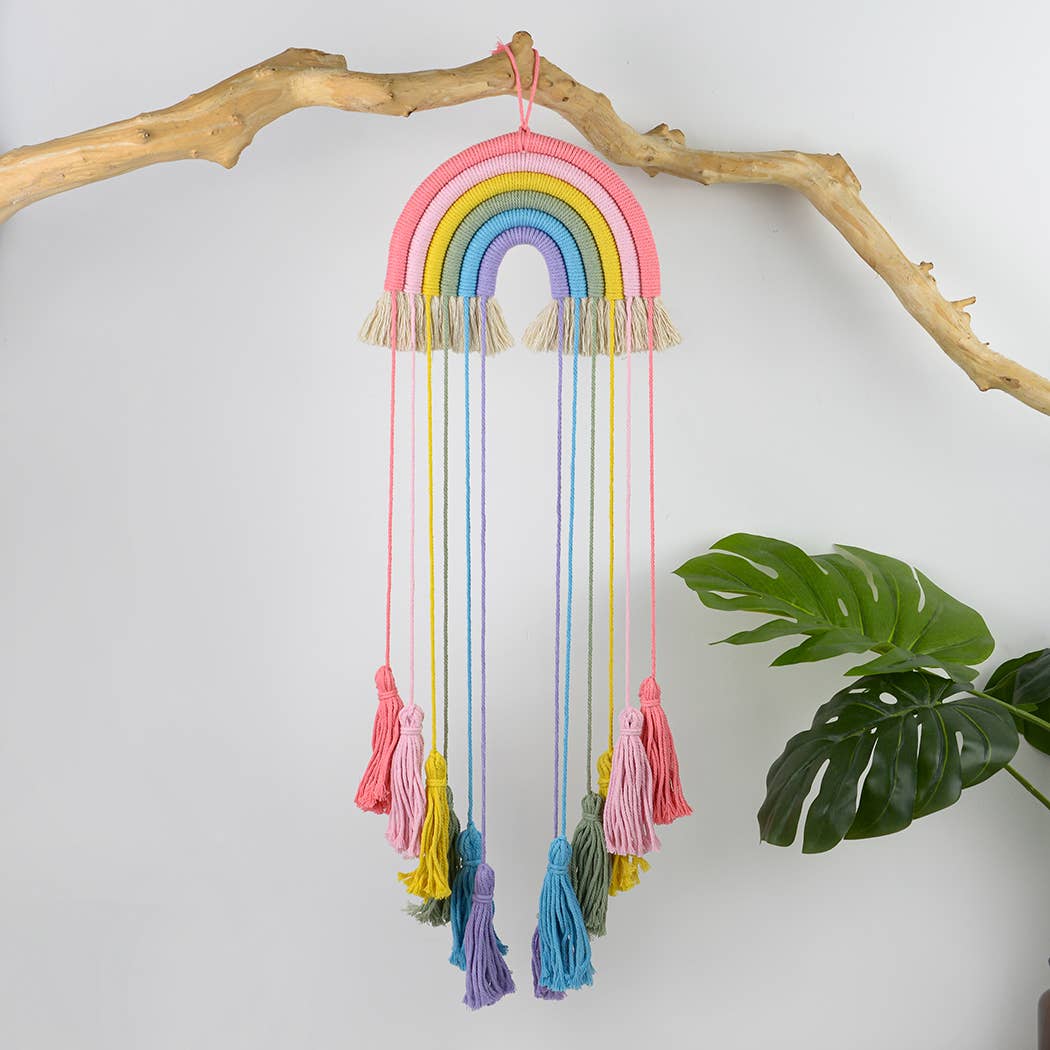 Macrame Rainbow Tassel Wall Hanging Decor: A