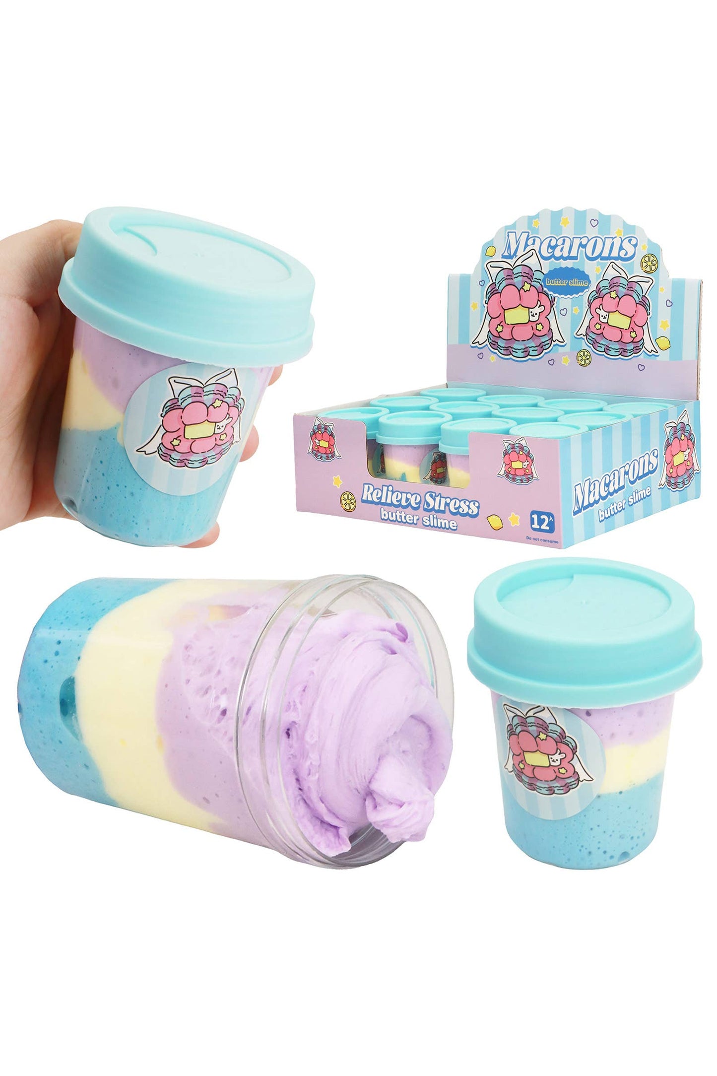 Three-Tone Matte Macaron Butter Slime Blue Beverage Cup Jar