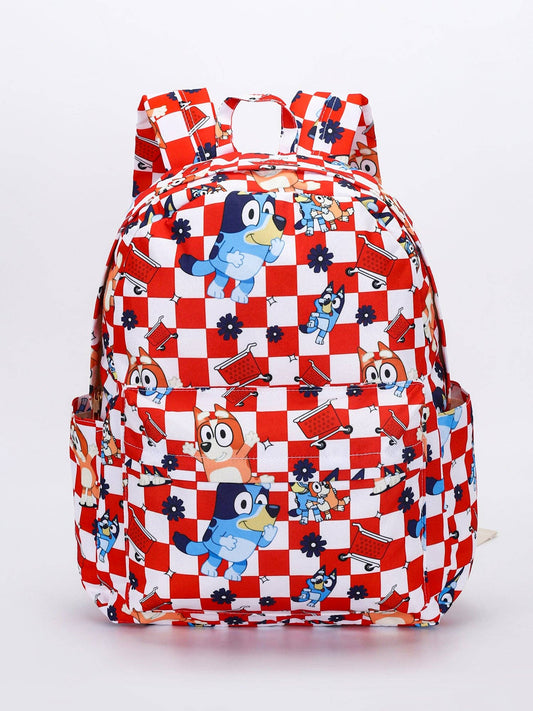 Sassy Kids Red Checkered Character Kids Backpack