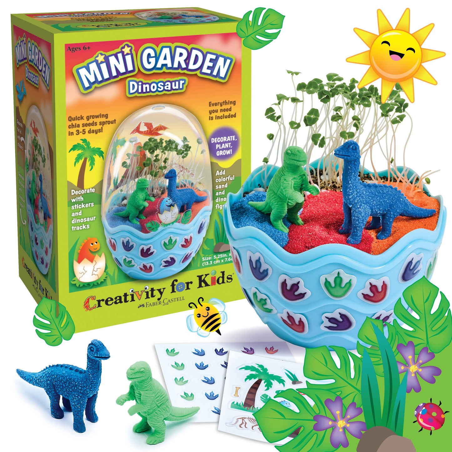 Faber Castell Grow a Mini Garden – Dinosaur - DIY Craft Kit for Kids