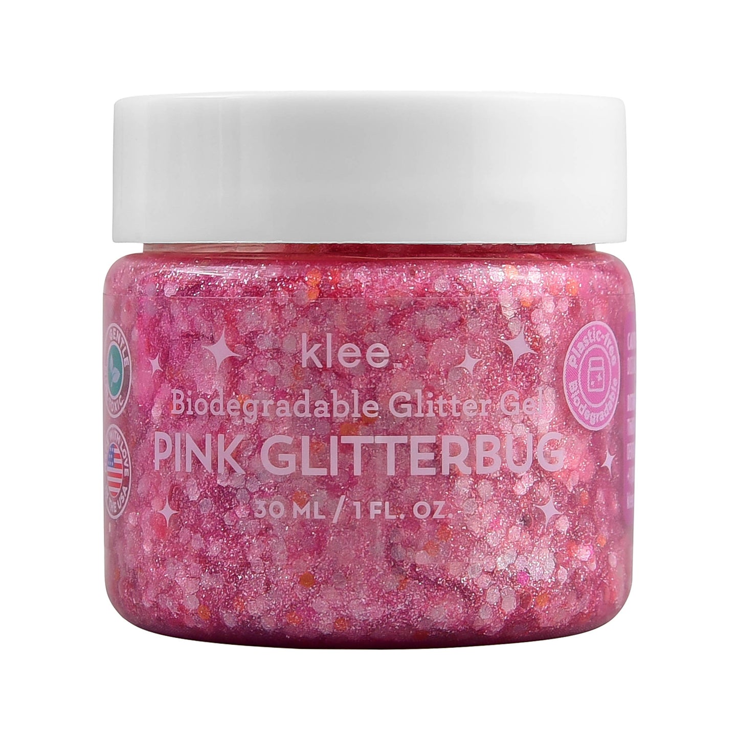 Klee Pink Glitterbug - Klee Biodegradable Glitter Gel, 1 oz