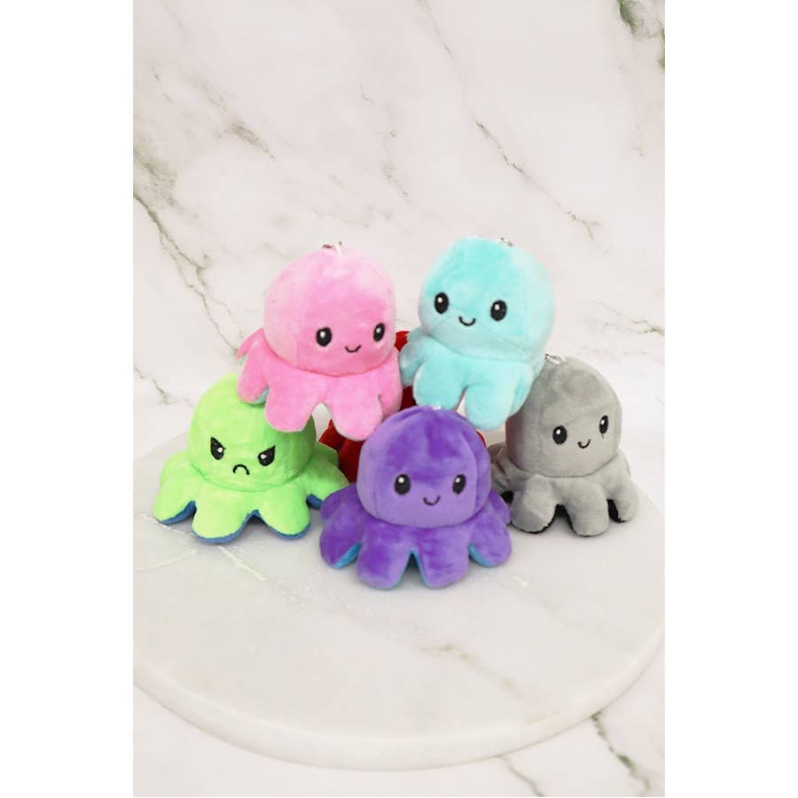 Reversible Octopus Plushie Key Chain: MIX COLOR / ONE