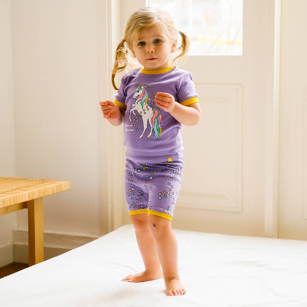 Vaenait Purple Unicorn Short Sleeve Pajama Set