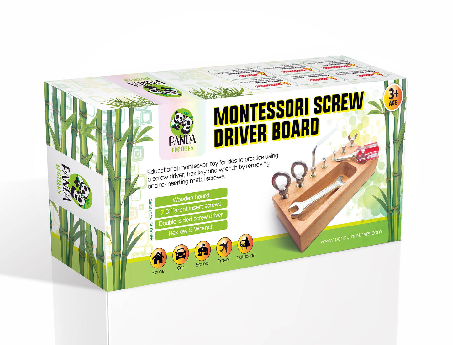 Panda Brothers Montessori Toy for Kids - Wooden Screw Driver Board