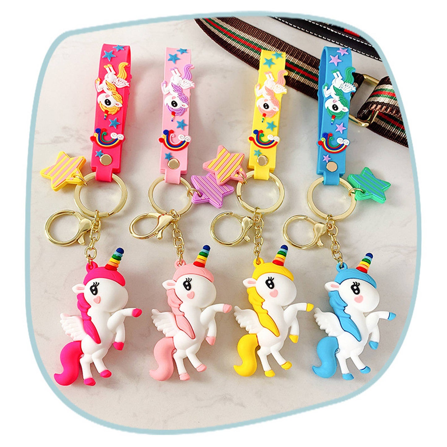 JSblueridge Cute Unicorn 3D Silicone Keychain in Bulk