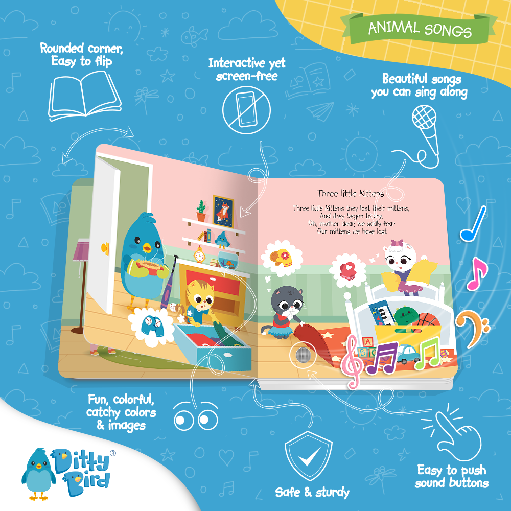 Ditty Bird Book:Animal songs incl.Baby Shark- Best Toys