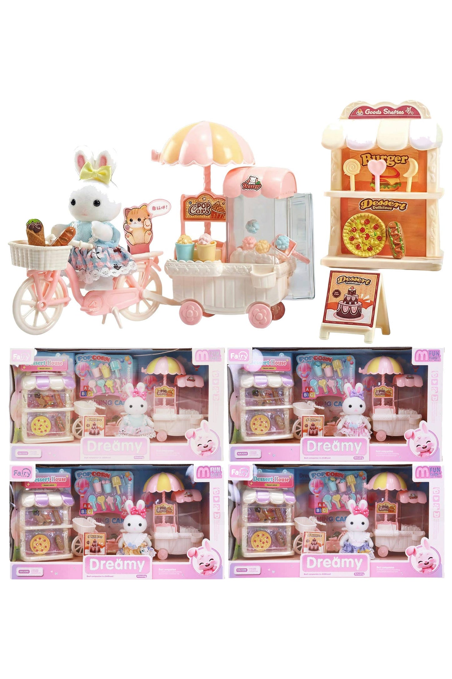 Mini Bunny Rabbit Girl Dessert Car Pretend Play