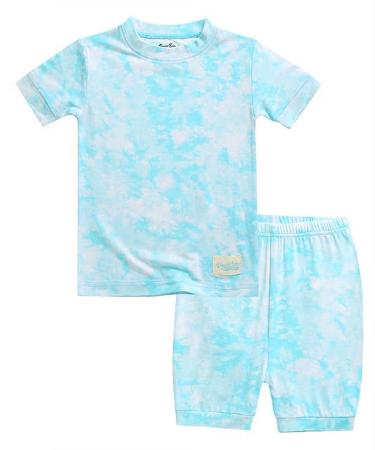 Vaenait Baby Bamboo Tie Dyeing Sky Short Sleeve PJs: Sky