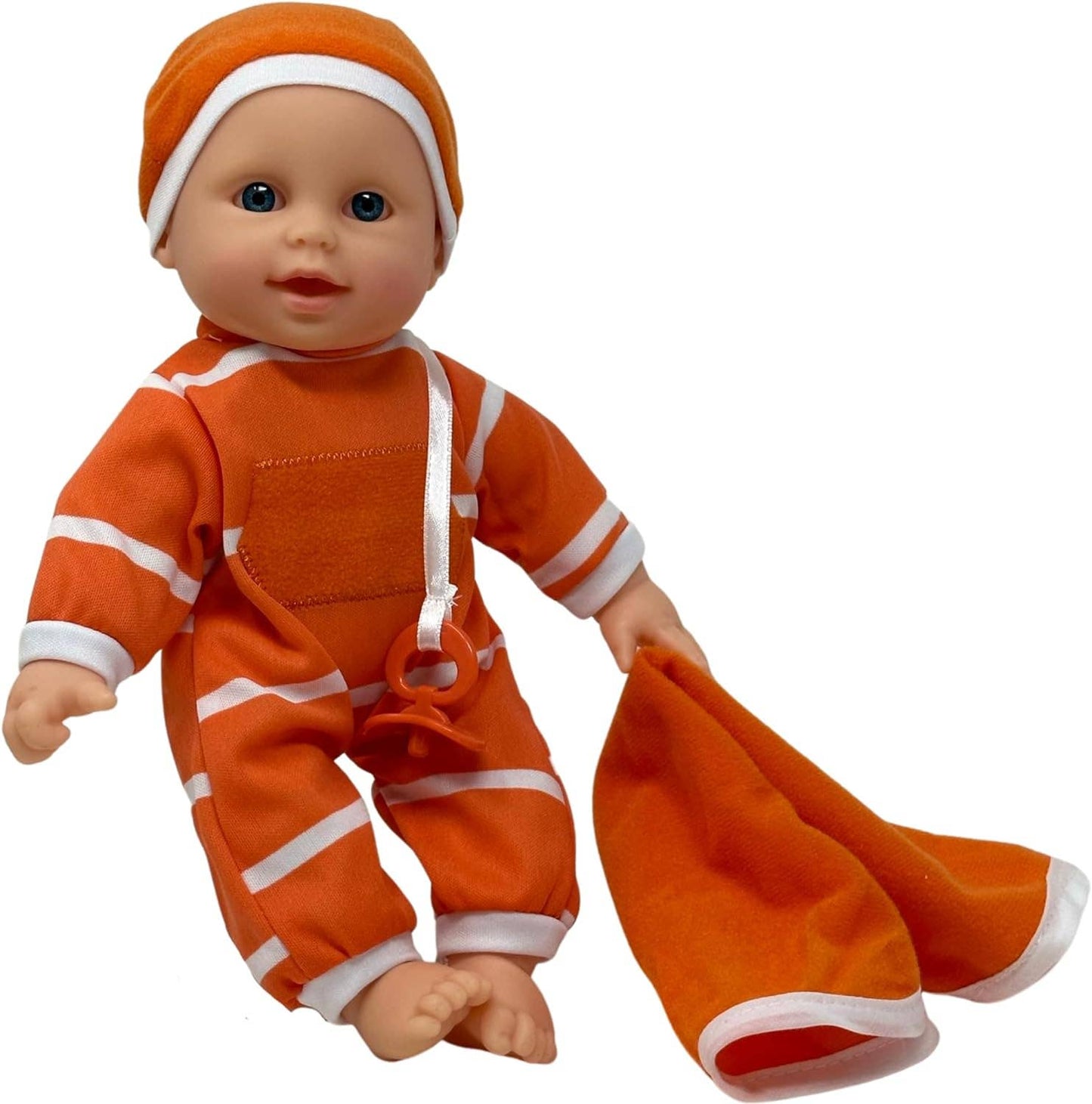 The New York Doll Collection 11" Doll Striped W/ Pacifier: Caucasian