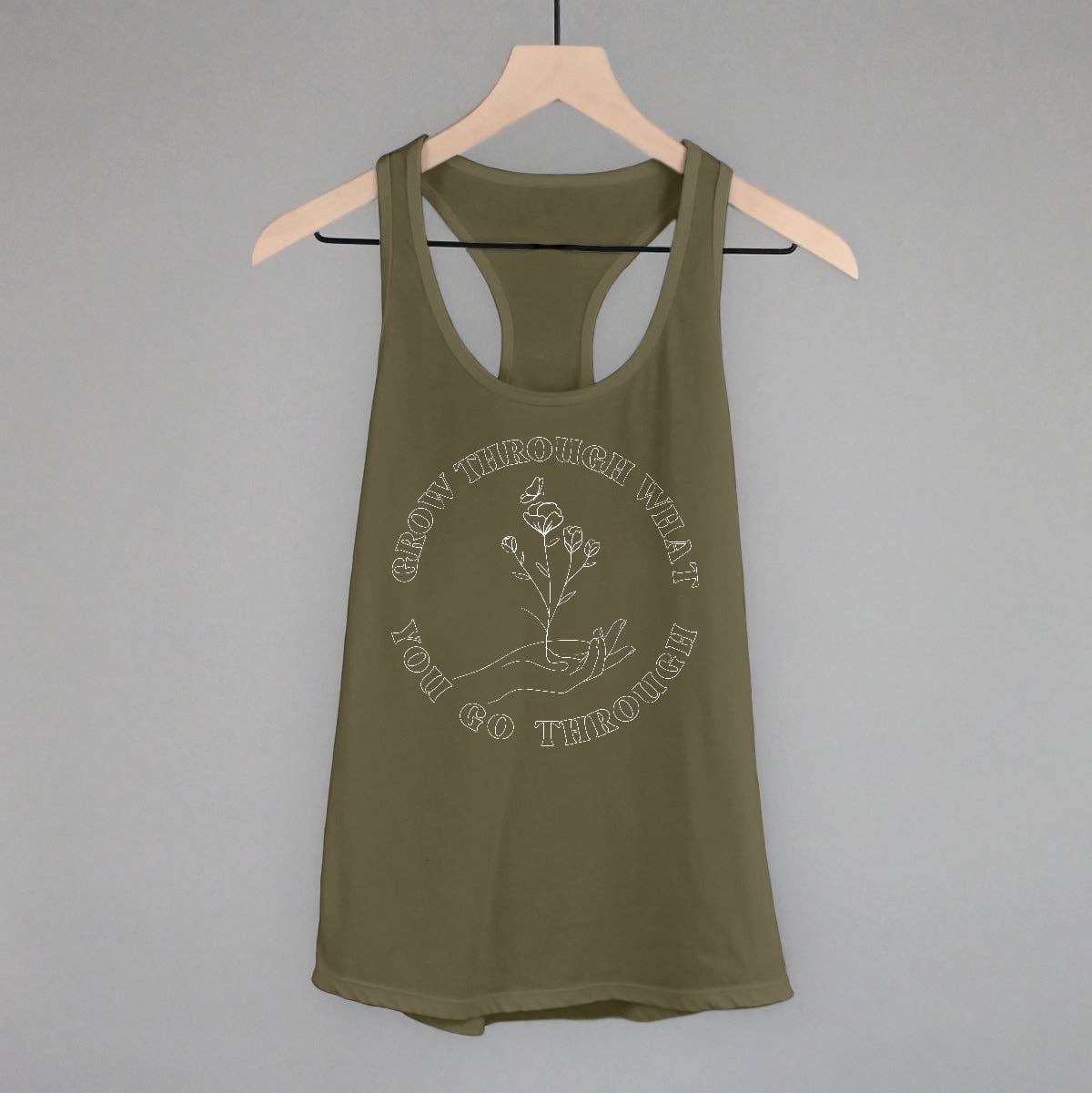 Ivy + Cloth Grow Through What You Go Through Circle: Military Green Tank