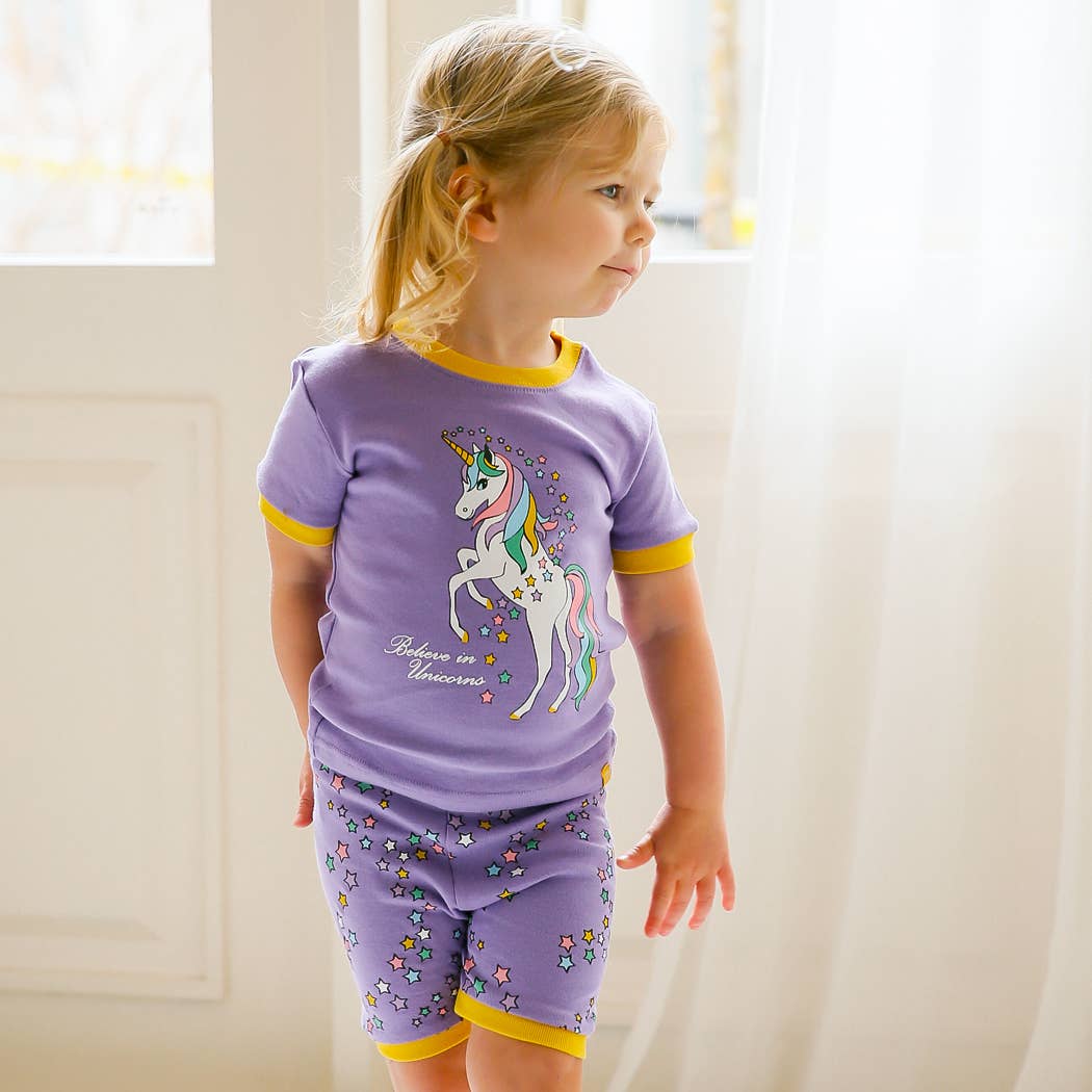 Vaenait Purple Unicorn Short Sleeve Pajama Set