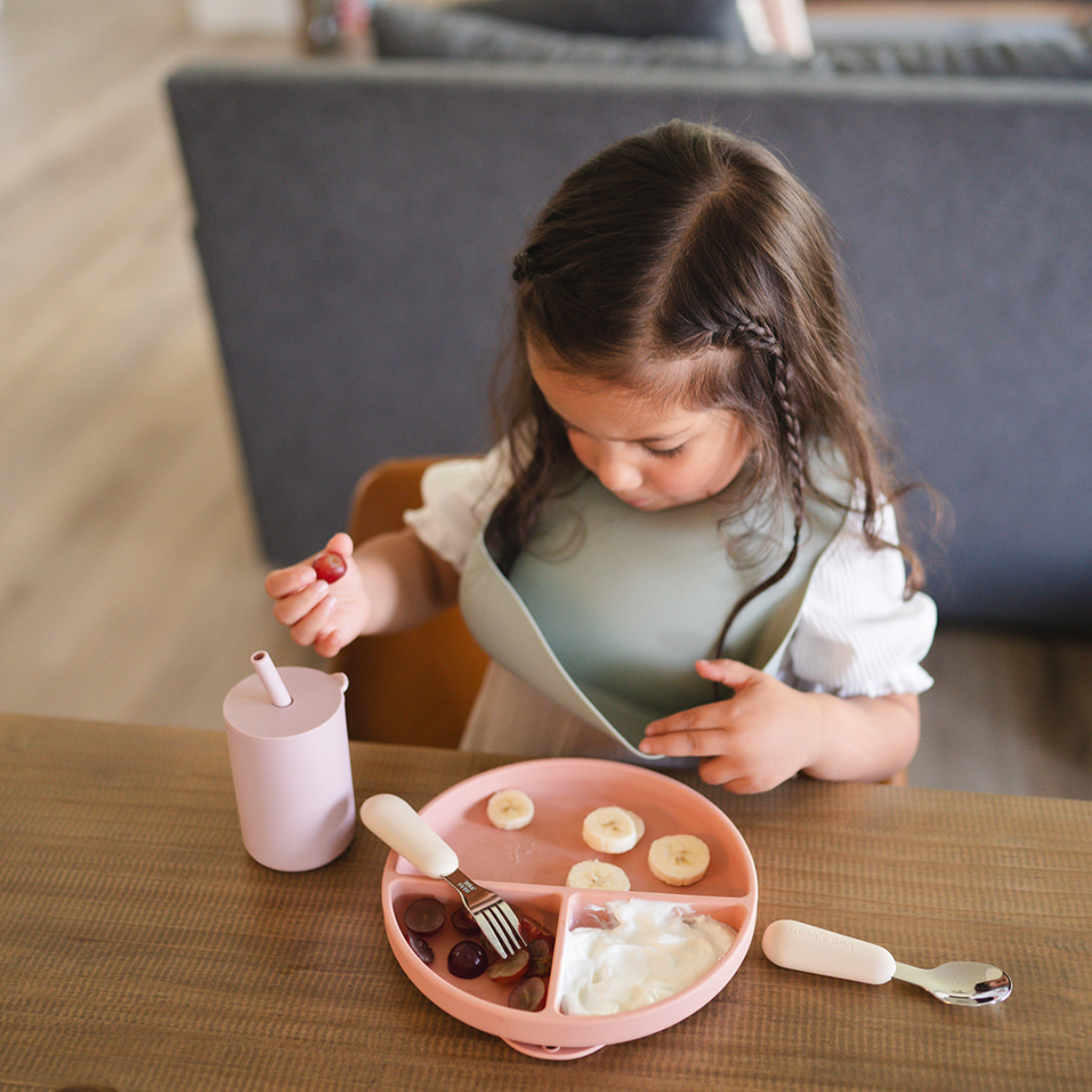 Bug + Bean First Utensil Set I Fork and Spoon: Pebble