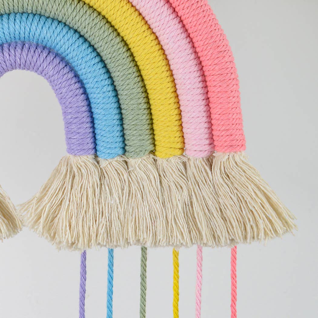 Macrame Rainbow Tassel Wall Hanging Decor: B