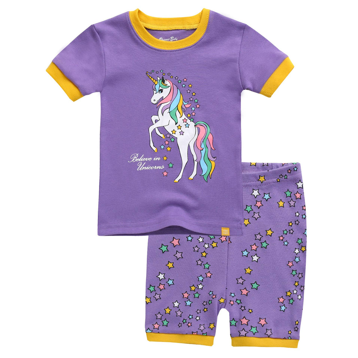 Vaenait Purple Unicorn Short Sleeve Pajama Set