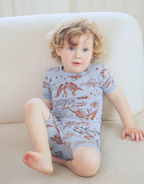 Vaenait Bamboo Dinosaur Museum Short Sleeve PJs