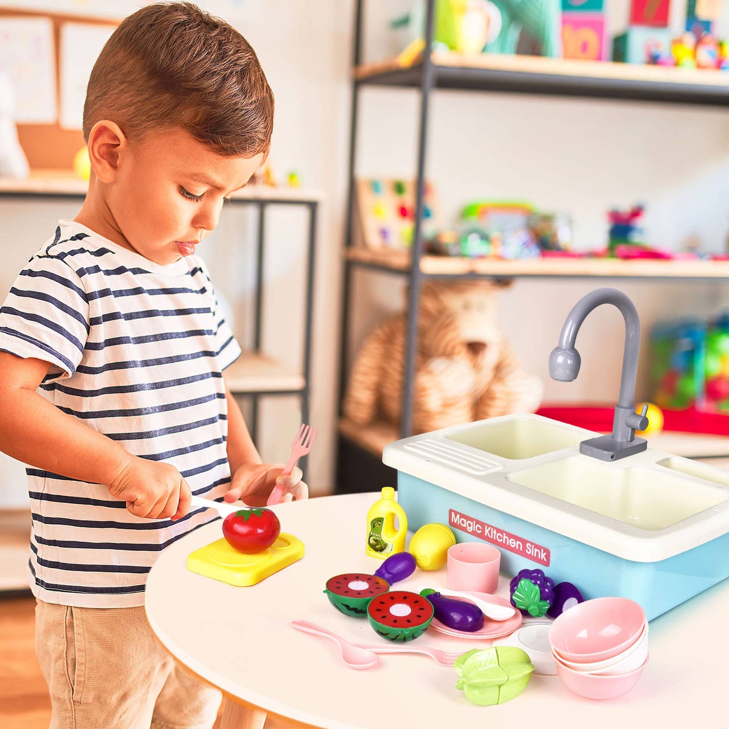 Fun Little Toys Pretend Play Sink Toys Include Play Food