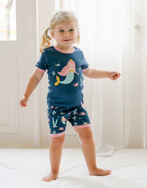 Vaenait Baby Mermaid Navy Short Sleeve Pajama Set