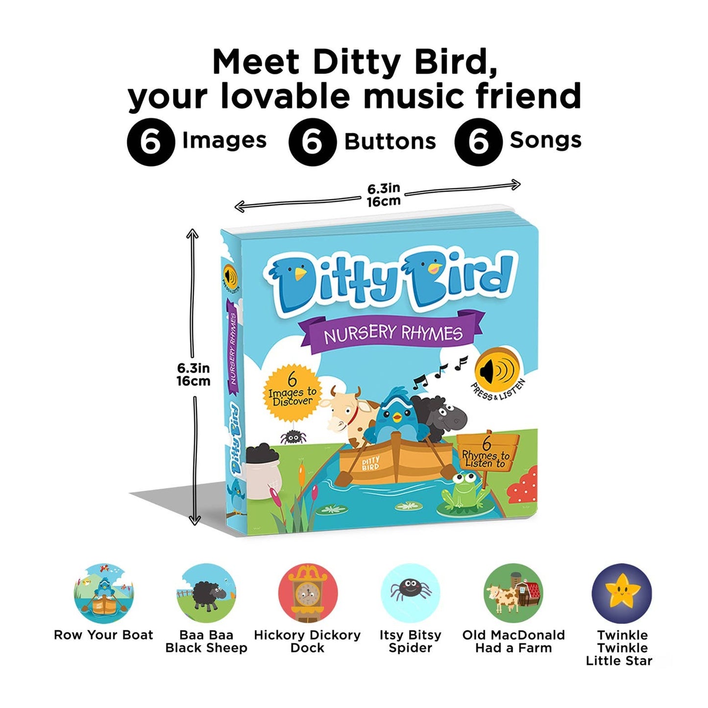 Ditty Bird Sound Book: Nursery Rhymes - Kids USB-C