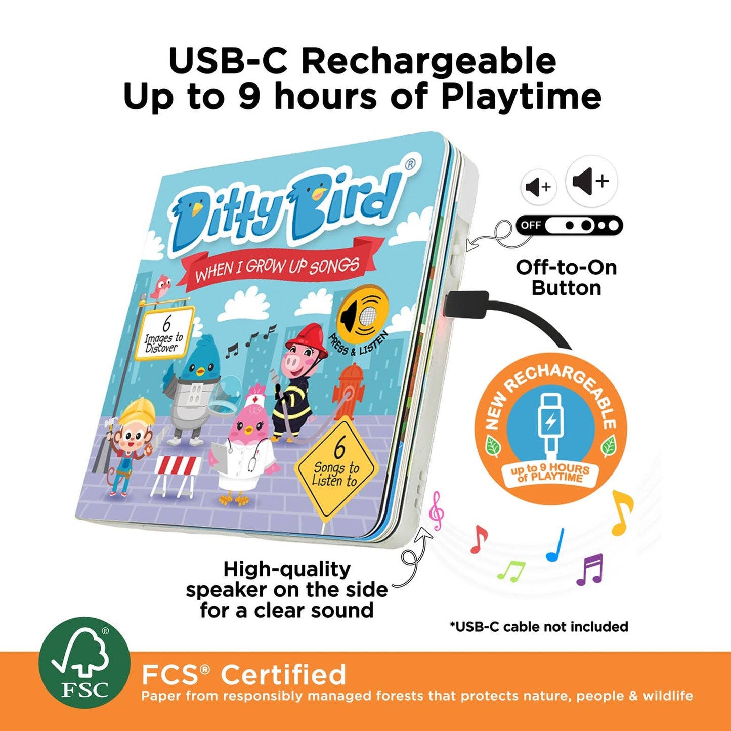 Ditty Bird When I Grow Up Songs-Fireman, Astronaut |  USB-C