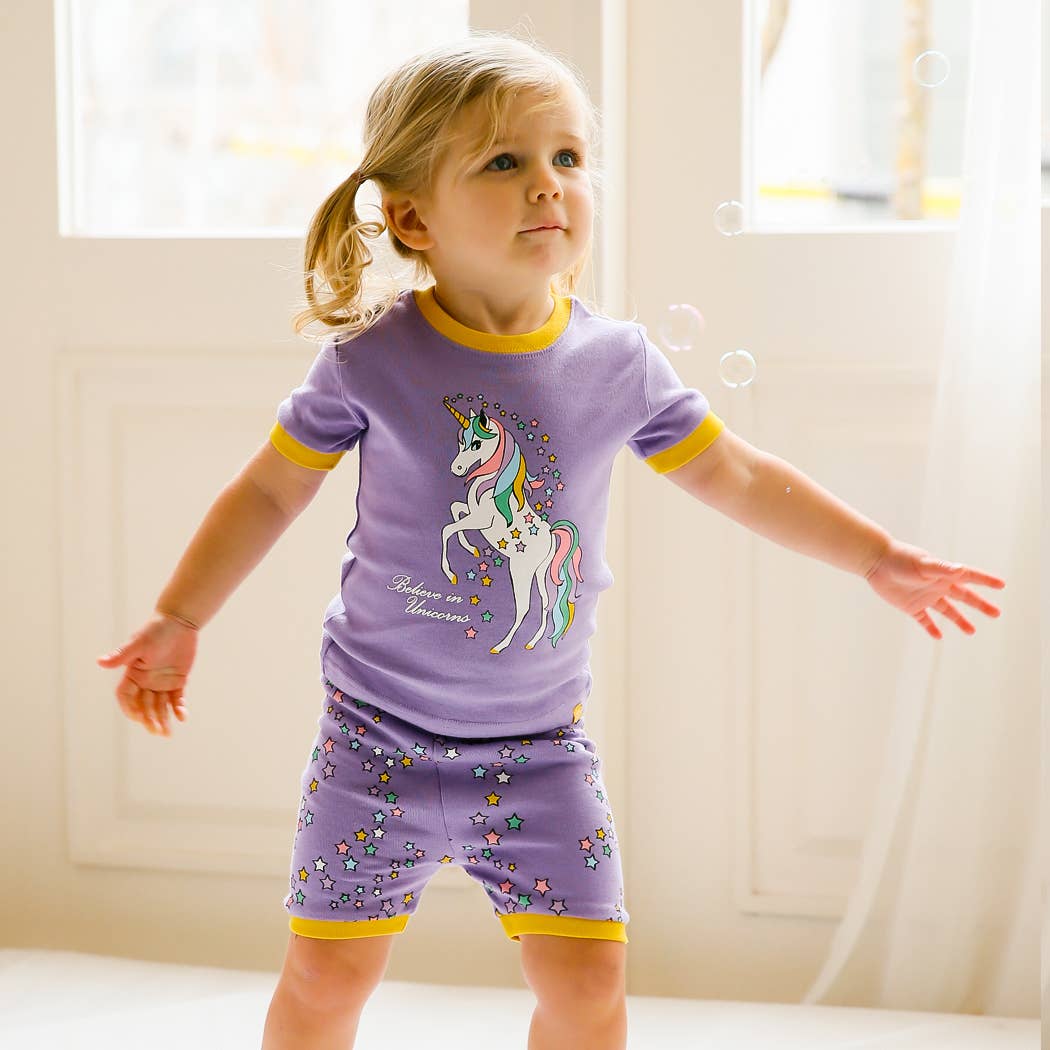 Vaenait Purple Unicorn Short Sleeve Pajama Set