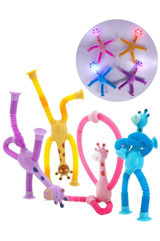 Cap Zone Giraffe Suction Cup Telescopic Tube LED Fidget Toy