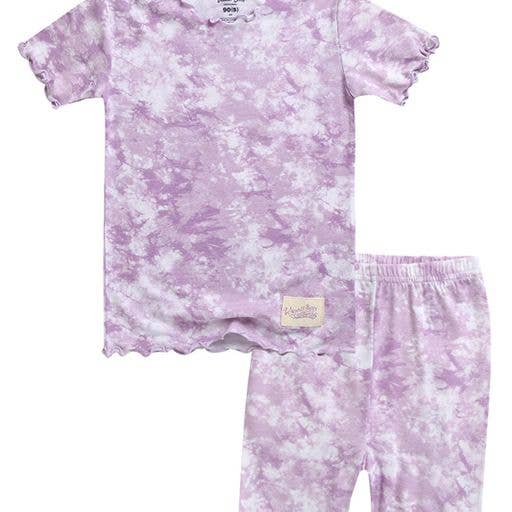 Vaenait Baby Bamboo Tie Dyeing Lavender Short Sleeve PJs: Lavender