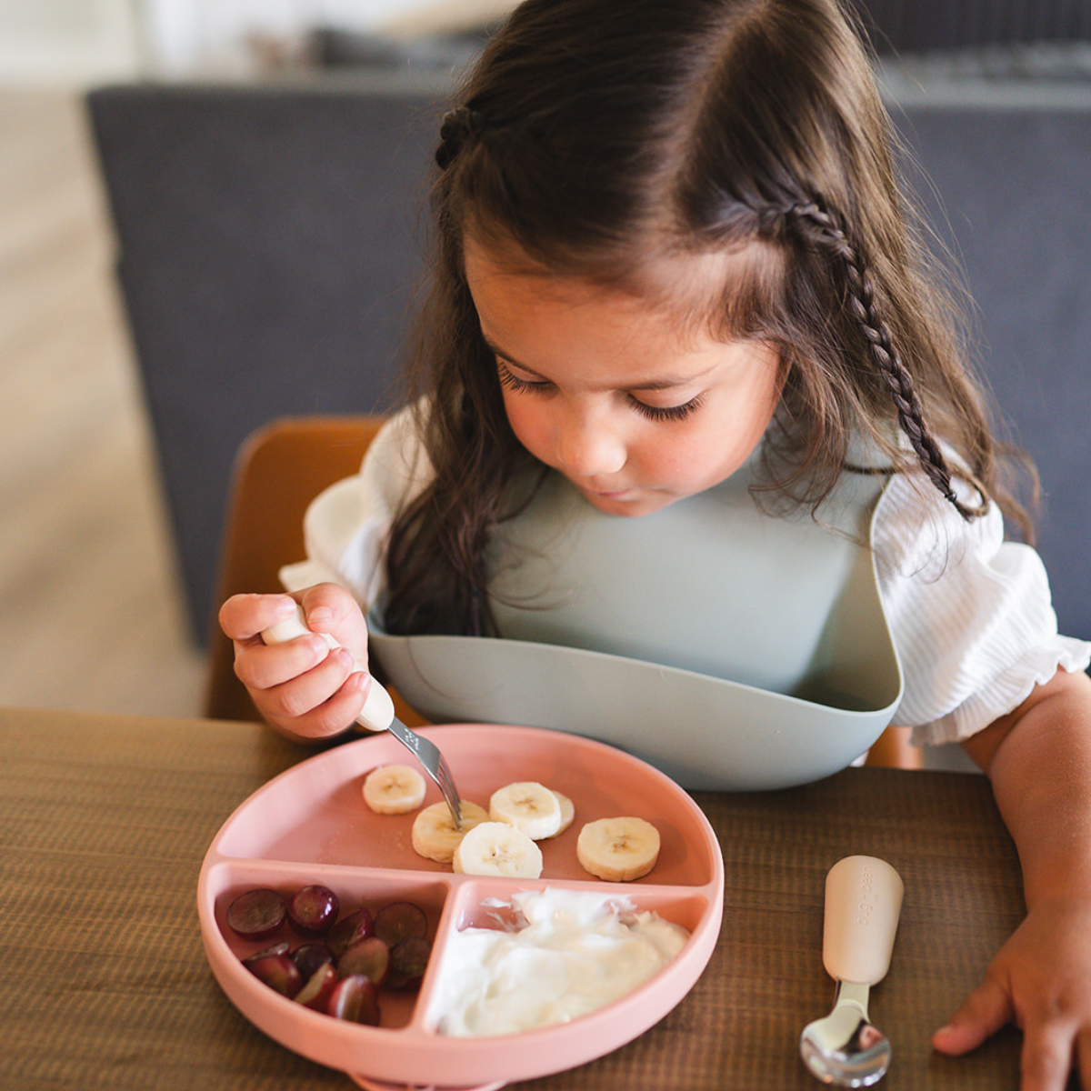 Bug + Bean First Utensil Set I Fork and Spoon: Pebble