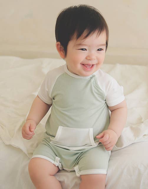 Vaenait Baby Smile Mint Baby Bamboo Romper: Mint