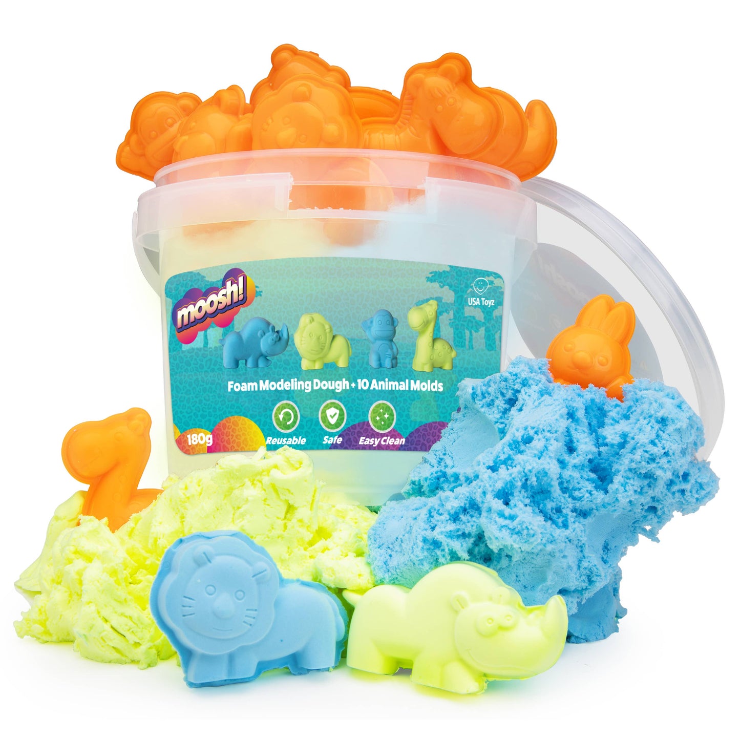 USA Toys Moosh Fluffy Modeling Clay Sensory Toys Beach Accessories: Safari Molds