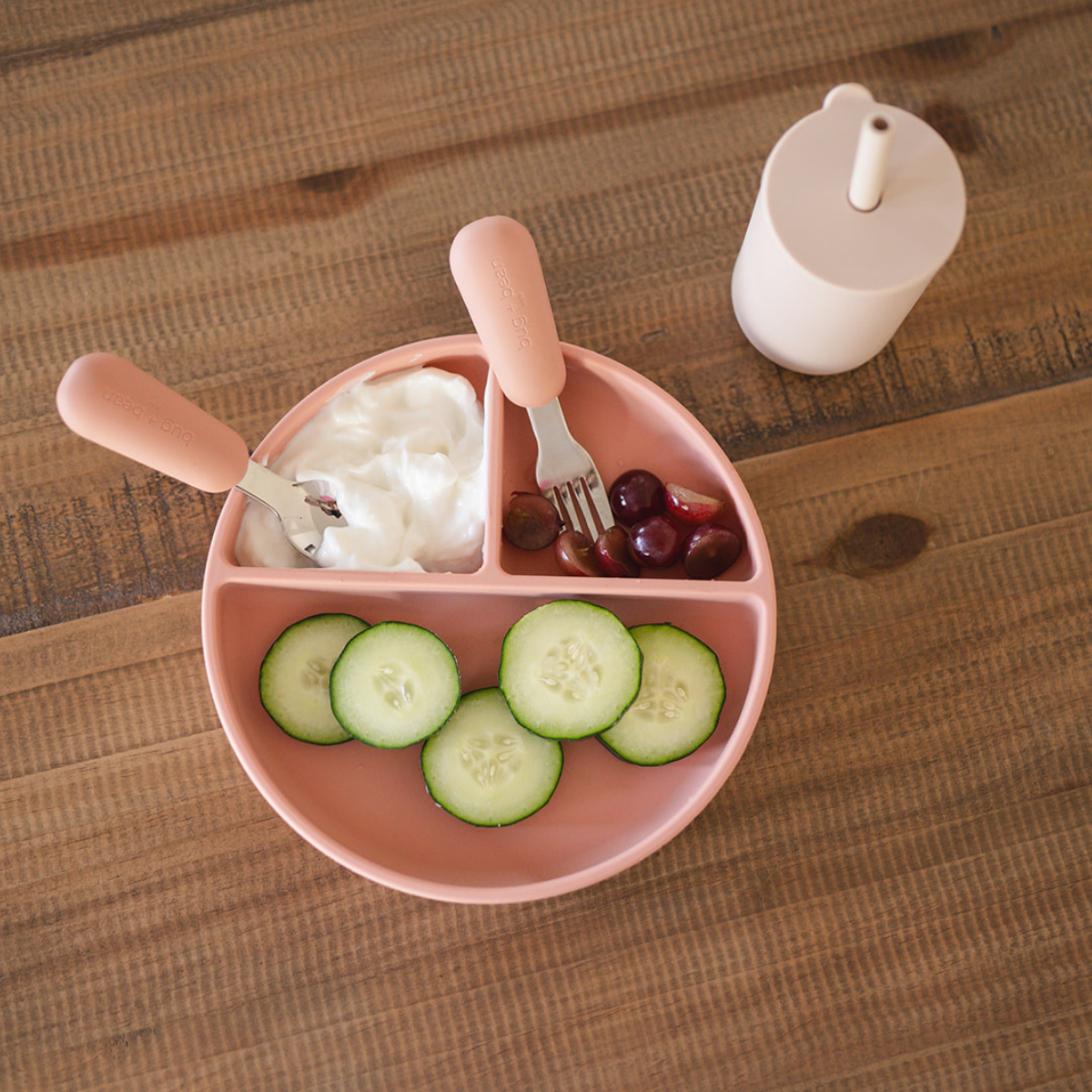 Bug + Bean First Utensil Set I Fork and Spoon: Pebble