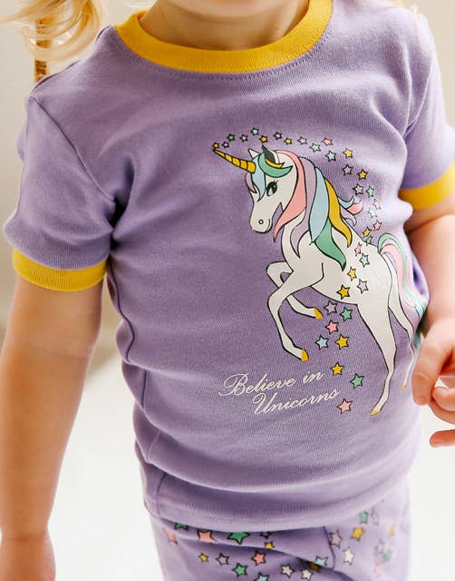 Vaenait Purple Unicorn Short Sleeve Pajama Set