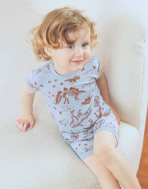 Vaenait Bamboo Dinosaur Museum Short Sleeve PJs