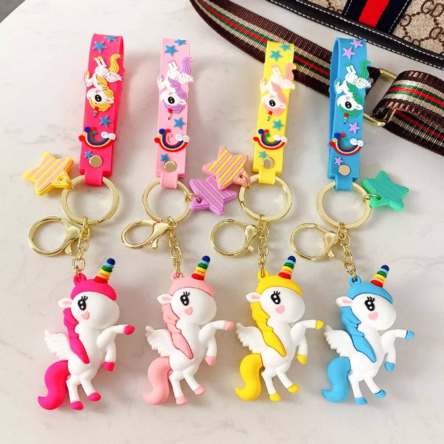 JSblueridge Cute Unicorn 3D Silicone Keychain in Bulk