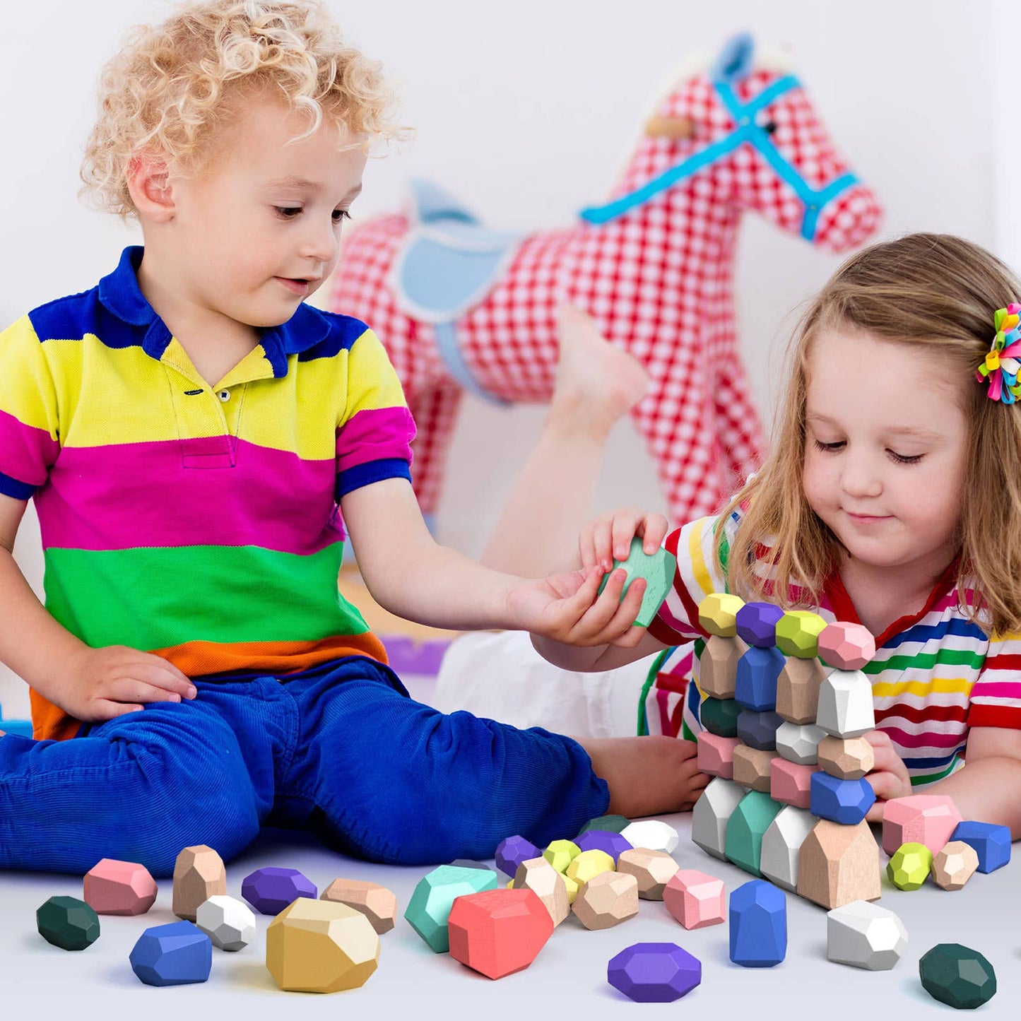 Fun Little Toys Wooden Balancing Stacking Rocks