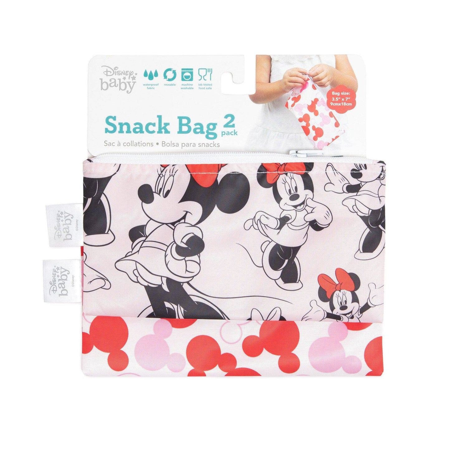 Bumkins Reusable Snack Bag, Small 2-Pack: Minnie Mouse