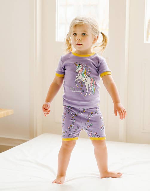 Vaenait Purple Unicorn Short Sleeve Pajama Set