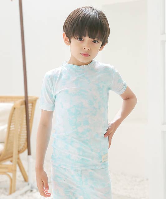 Vaenait Baby Bamboo Tie Dyeing Sky Short Sleeve PJs: Sky