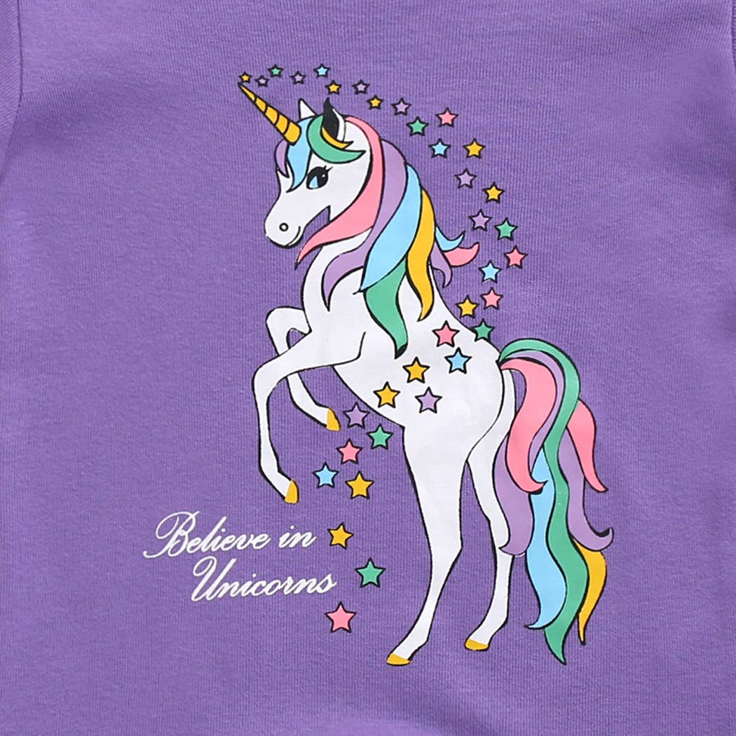 Vaenait Purple Unicorn Short Sleeve Pajama Set