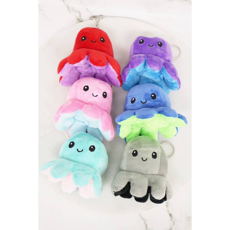 Reversible Octopus Plushie Key Chain: MIX COLOR / ONE