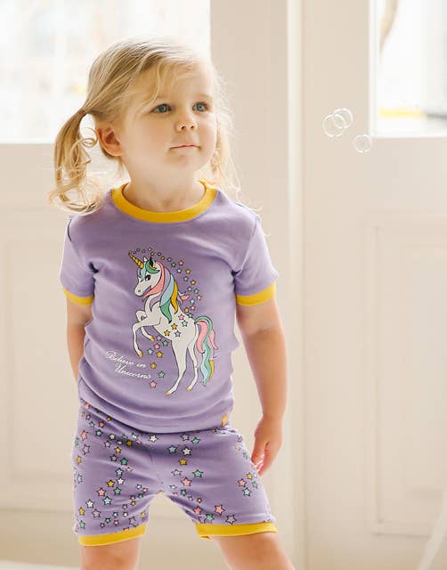 Vaenait Purple Unicorn Short Sleeve Pajama Set