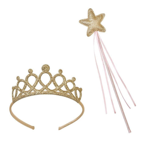 Pink and Gold Wand & Tiara Set - Kid's Dress Up Accessory