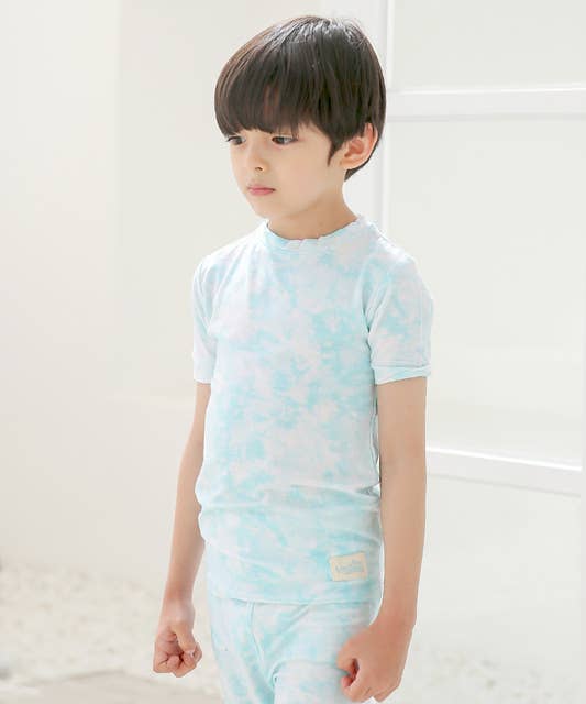 Vaenait Baby Bamboo Tie Dyeing Sky Short Sleeve PJs: Sky