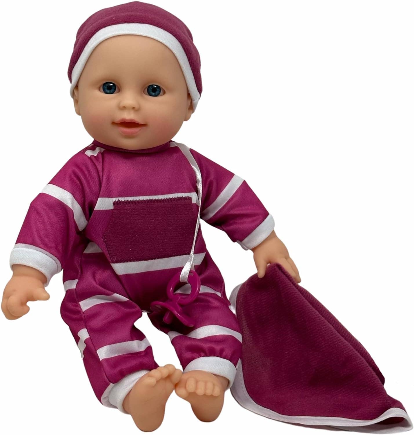 The New York Doll Collection 11" Doll Striped W/ Pacifier: Caucasian