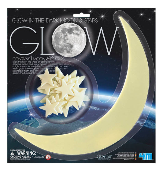 Toysmith 4M Glow In The Dark Large Moon and Stars-Kids Room Decor