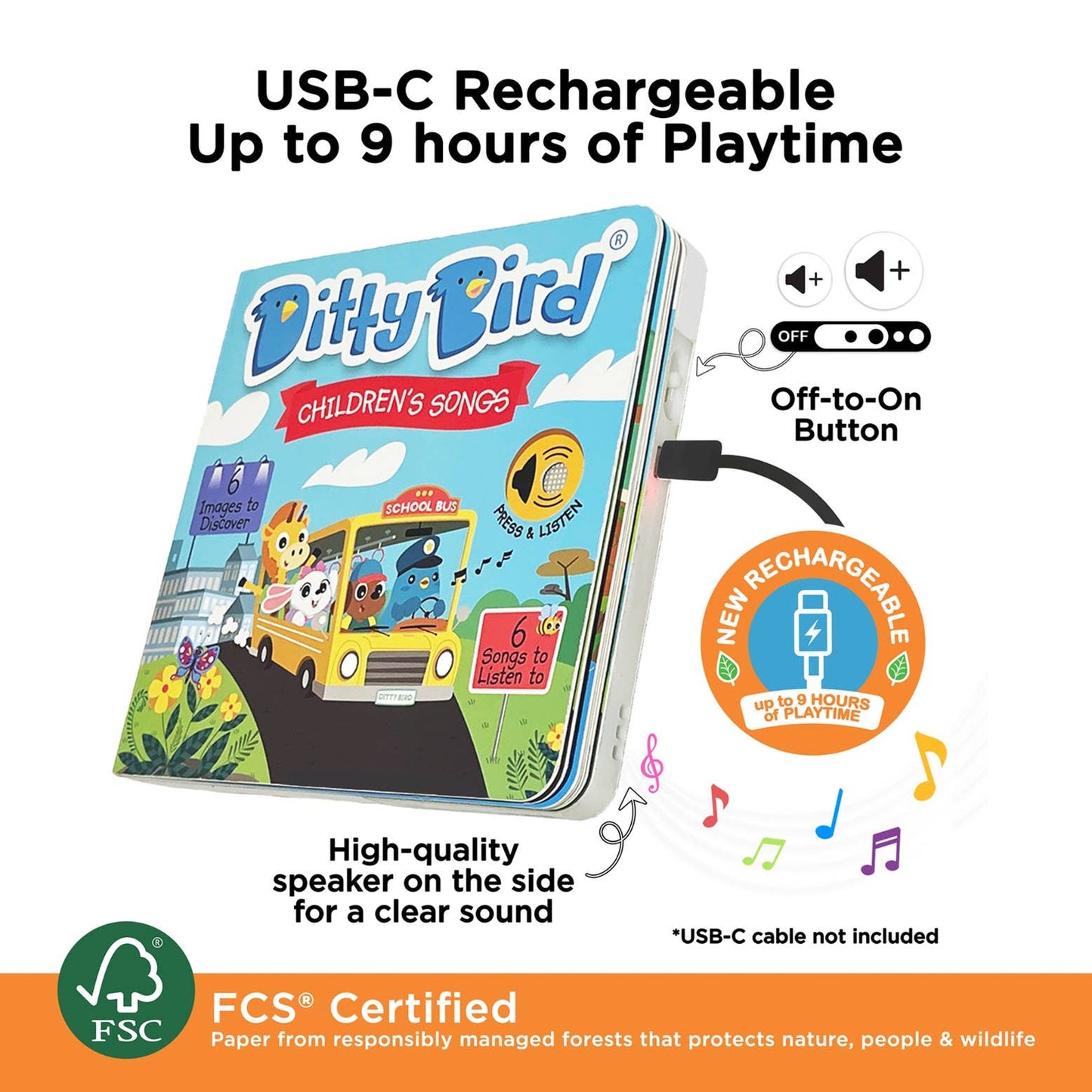 Ditty Bird Sound Book: Children´s Songs-BESTSELLER  USB-C