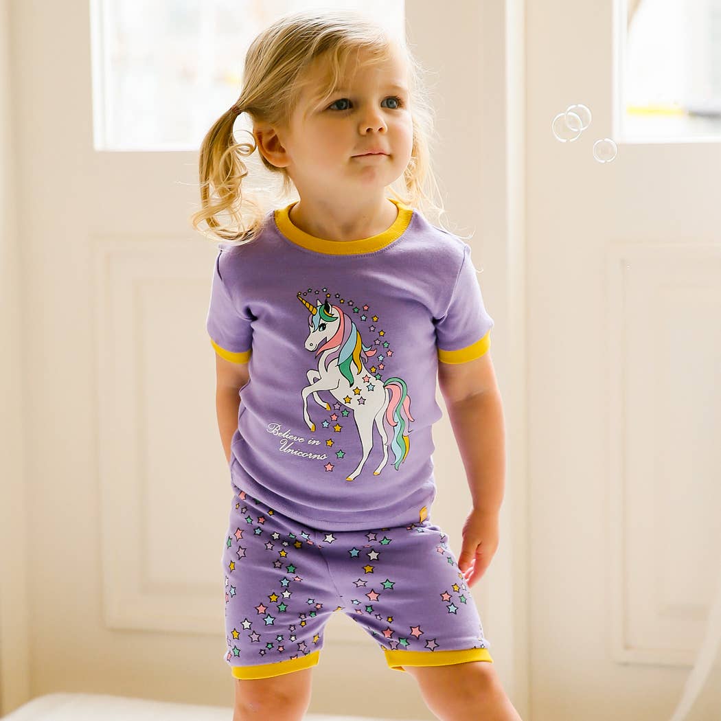 Vaenait Purple Unicorn Short Sleeve Pajama Set