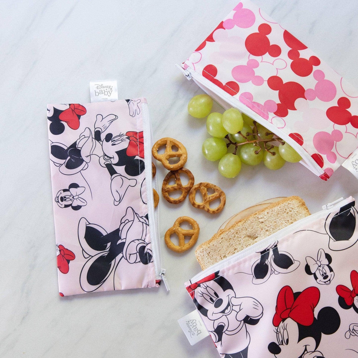 Bumkins Reusable Snack Bag, Small 2-Pack: Minnie Mouse