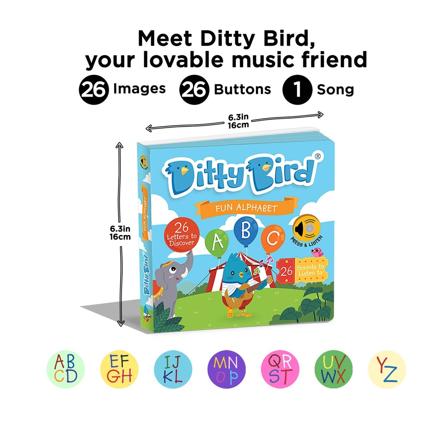 Ditty Bird Baby Sound Book Fun Alphabet | ABC Song | USB-C