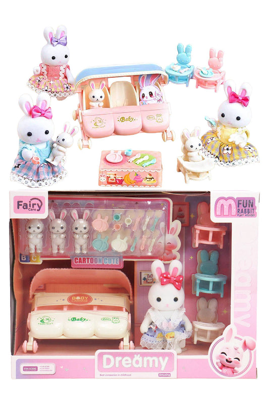 Mini Bunny Rabbit Pretend Babysitting Play Set