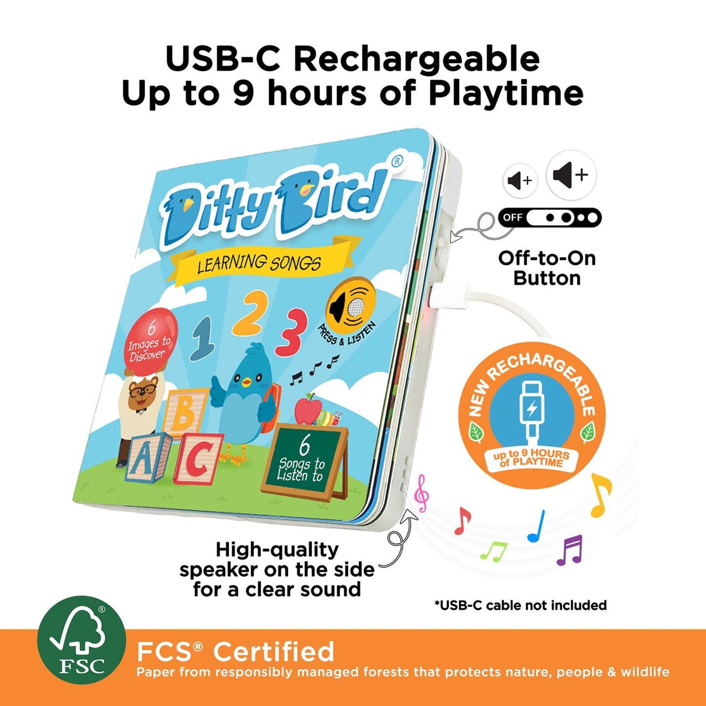 Ditty Bird Baby Sound Book: ABC Learning BESTSELLER USB-C